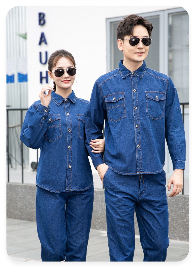 NZ172A 夏季精梳棉牛仔工作服定制加厚長袖薄款吸濕透氣焊工電工勞保服(圖17)