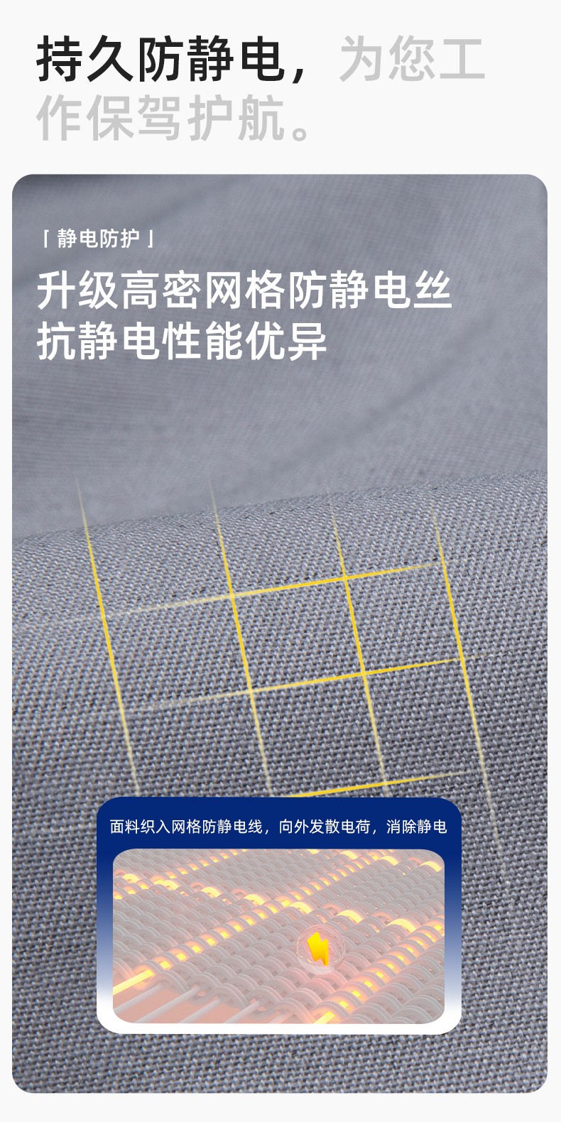 JC-H9935 純棉防靜電工作服套裝男汽修車間工廠電焊服廠服反光條工裝勞保服(圖4)