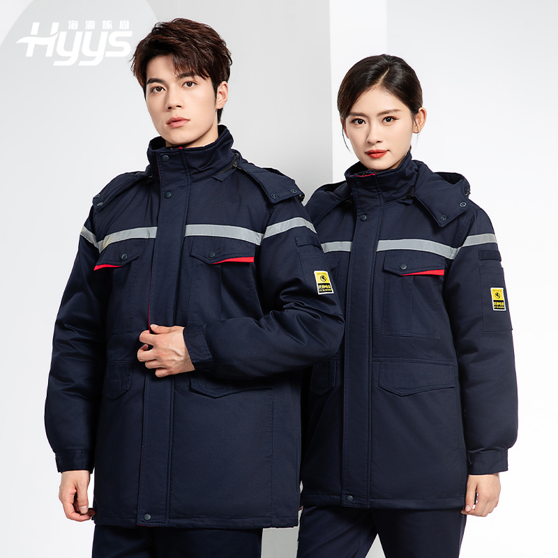 JC-S2203M 可拆卸冬季加厚加棉保暖工作服棉衣定制工廠車間維修服反光勞保服