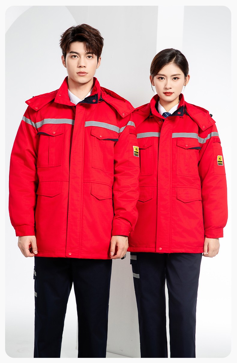 JC-S2203M 可拆卸冬季加厚加棉保暖工作服棉衣定制工廠車間維修服反光勞保服(圖16)