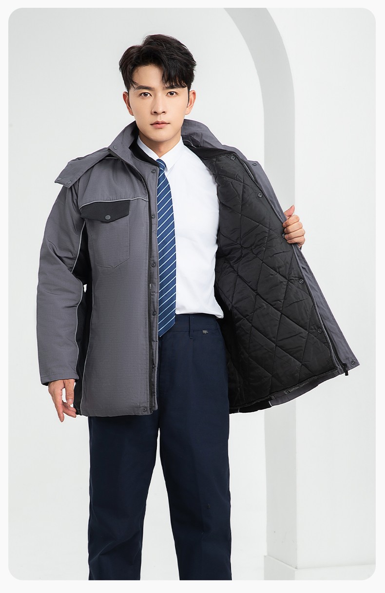 LJ-9803 冬季防撕裂防靜電可拆卸棉服保暖鎖溫防寒服加油站防靜電工裝定制(圖16)