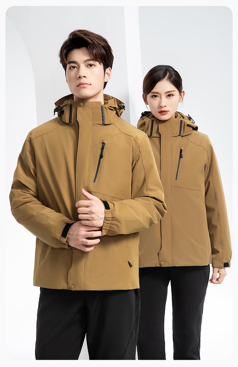 RH-60965 冬季羽絨工作服沖鋒衣三合一棉衣男加厚保暖汽車維修廠勞保服定制(圖20)