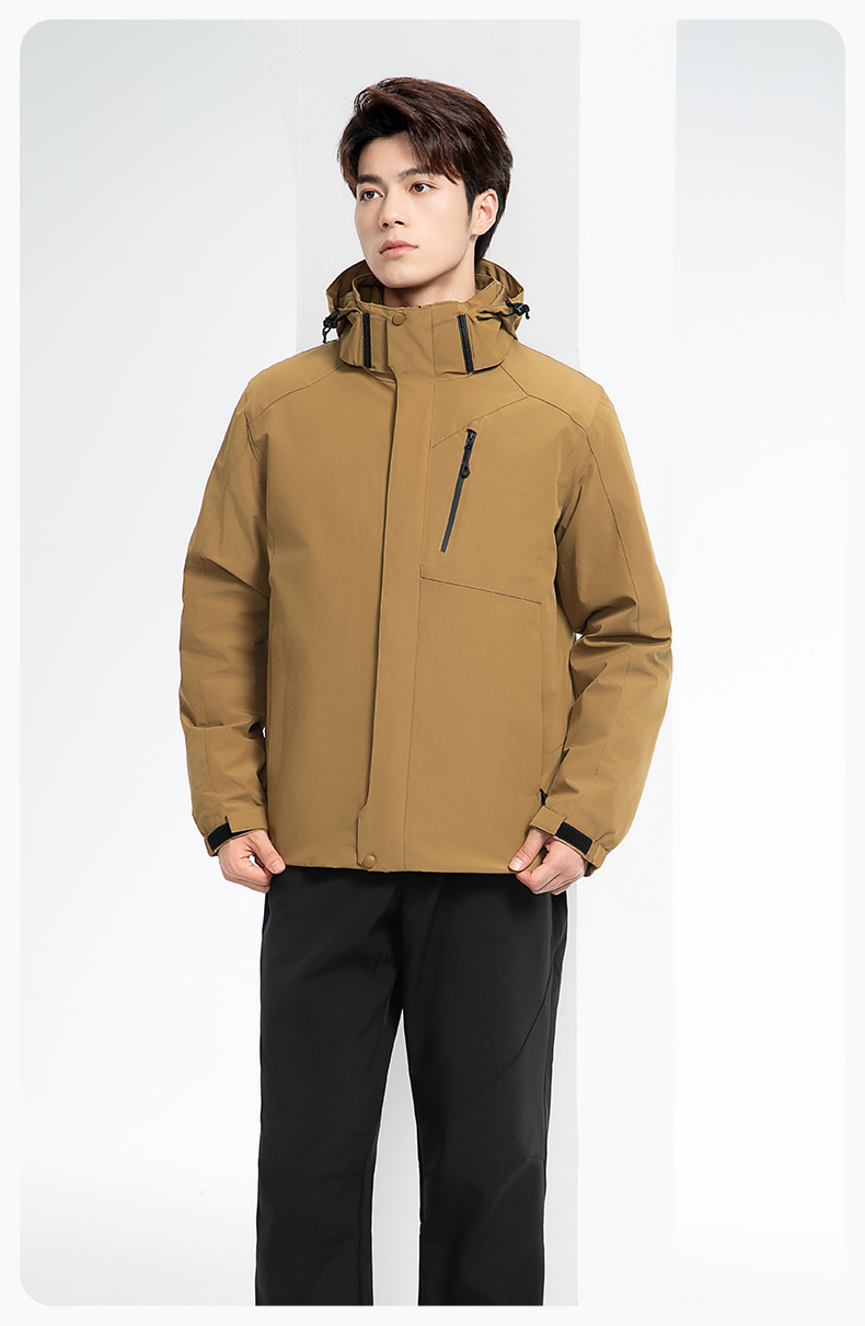 RH-60965 冬季羽絨工作服沖鋒衣三合一棉衣男加厚保暖汽車維修廠勞保服定制(圖19)