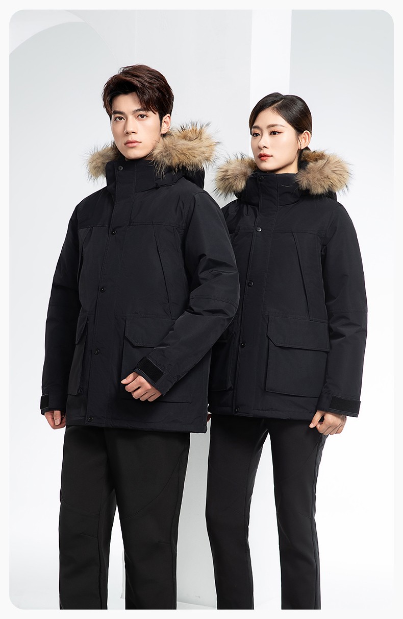 RH-60953 冬季可拆卸羽絨內膽三合一沖鋒衣毛領帽子防風防雨登山騎行服定制(圖18)