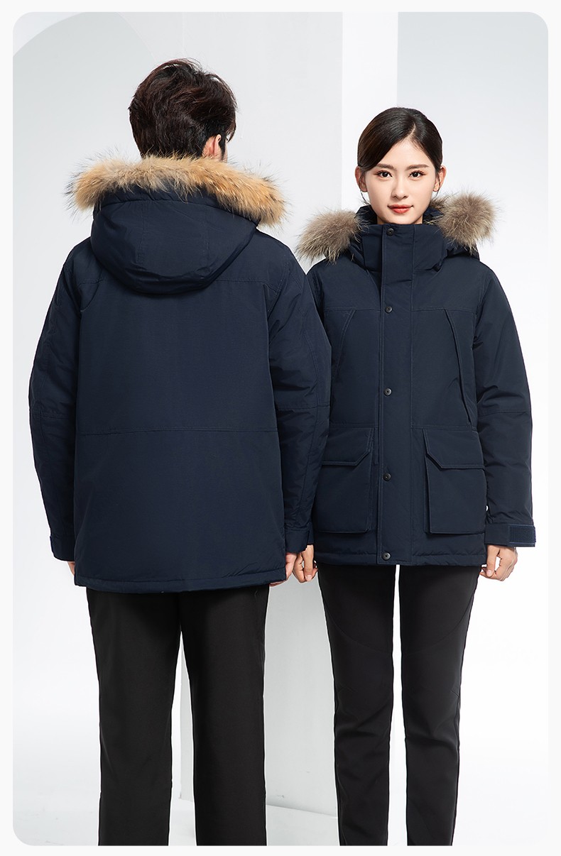 RH-60953 冬季可拆卸羽絨內膽三合一沖鋒衣毛領帽子防風防雨登山騎行服定制(圖24)