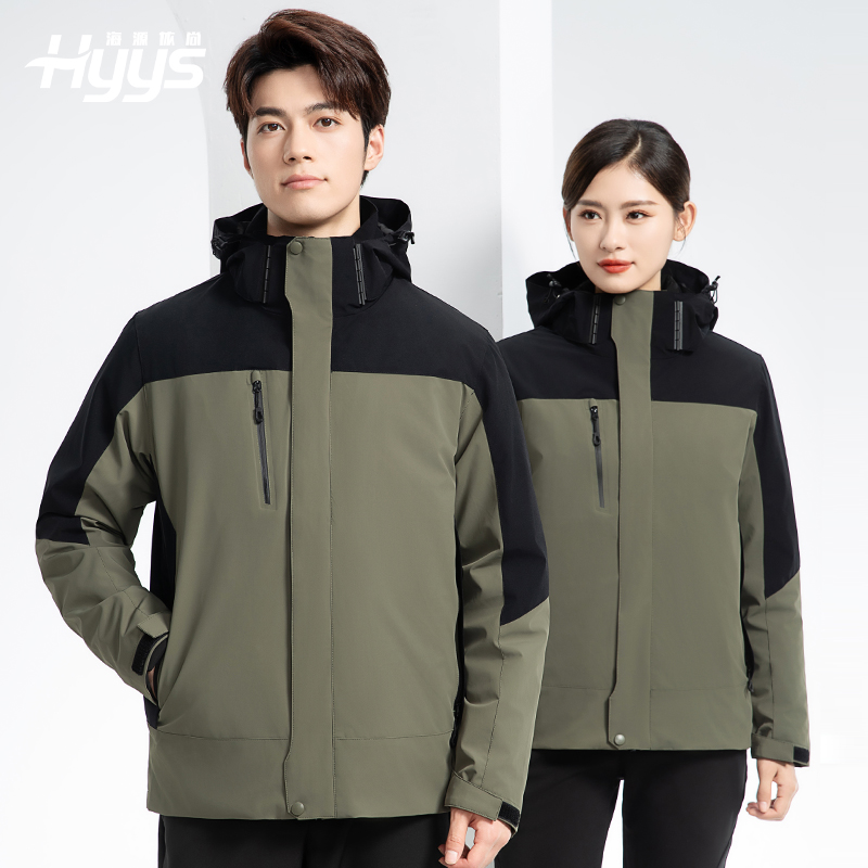 RH-60967 冬季三合一羽絨內膽沖鋒衣防風防雨保暖鎖溫登山騎行服定制
