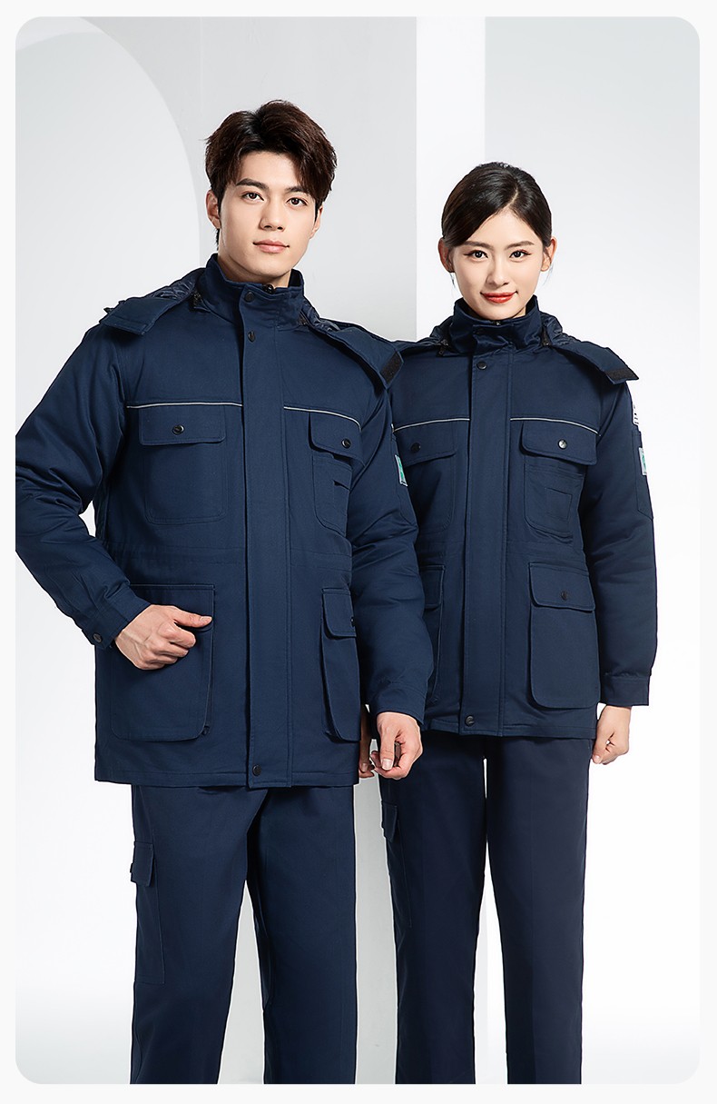 FJD8899 冬季純棉防靜電工作服棉衣定制加厚棉服加油站防寒棉襖大衣勞保服(圖14)