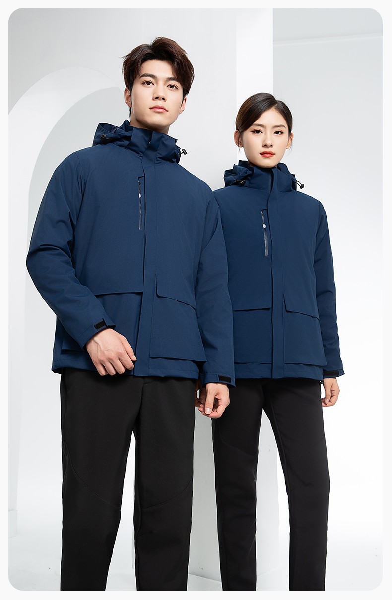 SW-9996 戶外三合一沖鋒衣秋冬加絨加厚男女同款搖粒絨沖鋒衣工作服定制(圖13)