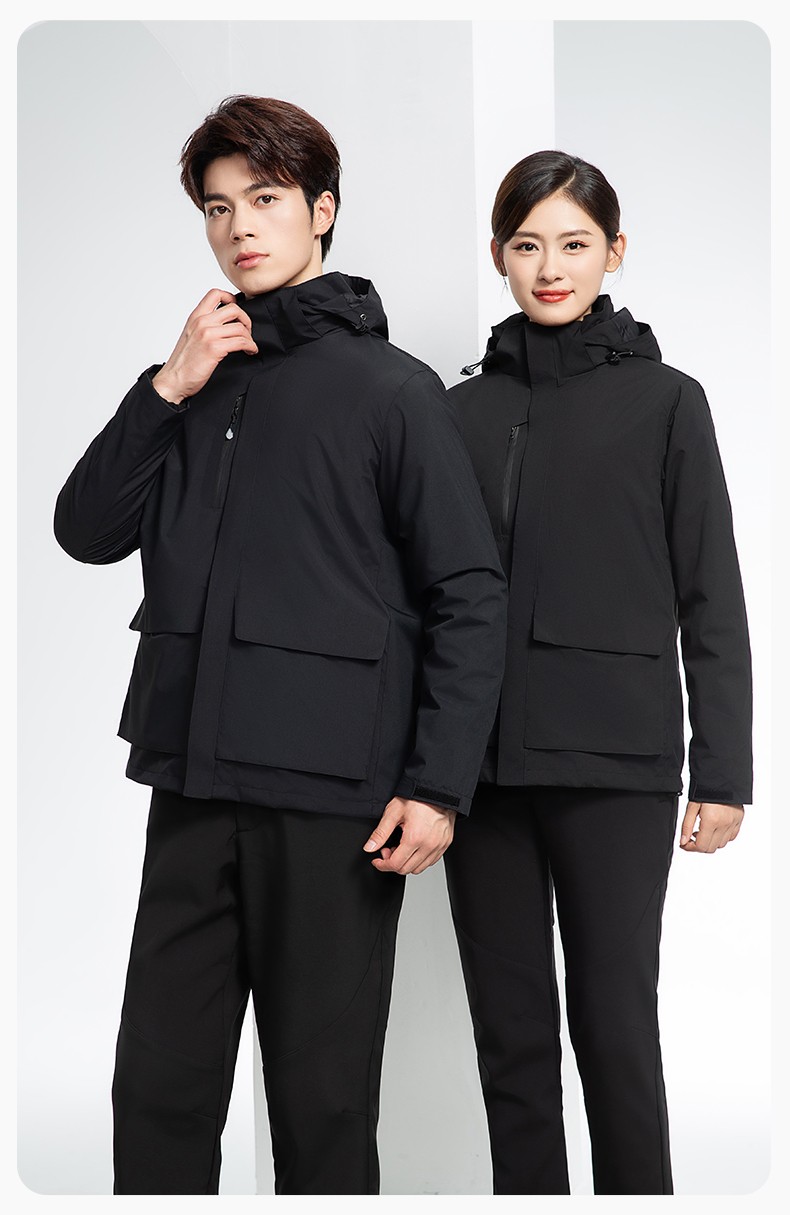 SW-9996 戶外三合一沖鋒衣秋冬加絨加厚男女同款搖粒絨沖鋒衣工作服定制(圖15)