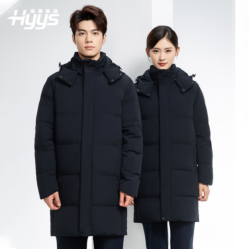 RH-6013 冬季羽絨長款棉衣工作服純色一體棉服工裝男女工廠商超團體服定制