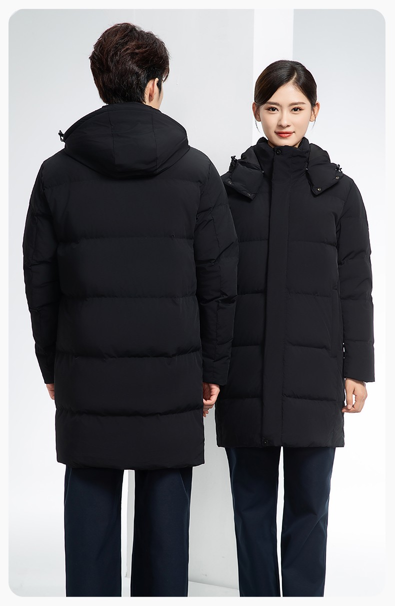 RH-6013 冬季羽絨長款棉衣工作服純色一體棉服工裝男女工廠商超團體服定制(圖18)