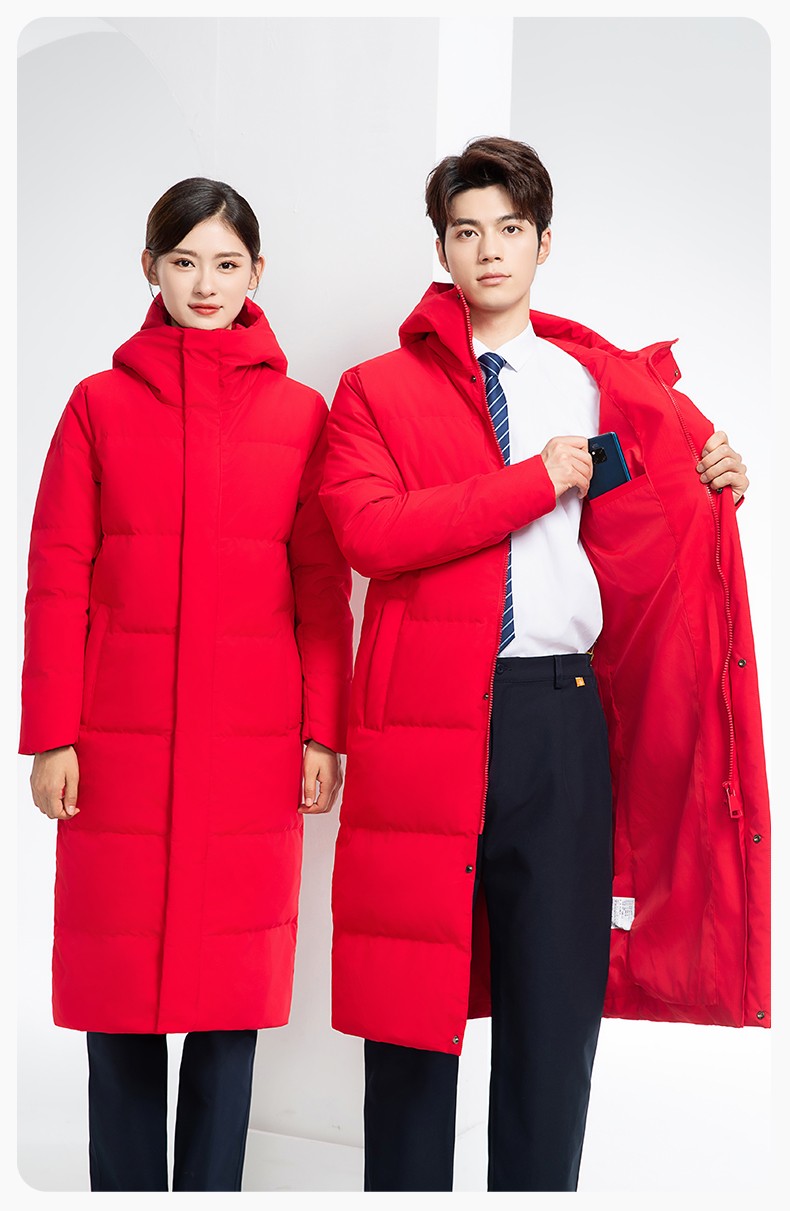 RH-6011 加長(zhǎng)寬加厚80絨羽絨大衣 帽子可拆大紅(圖12)