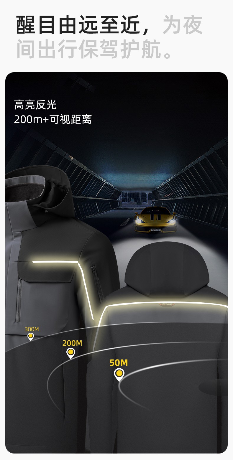 YJ-SK6016 冬季三合一沖鋒衣工作服連帽防風防水加絨加厚印logo工裝外套定制(圖7)