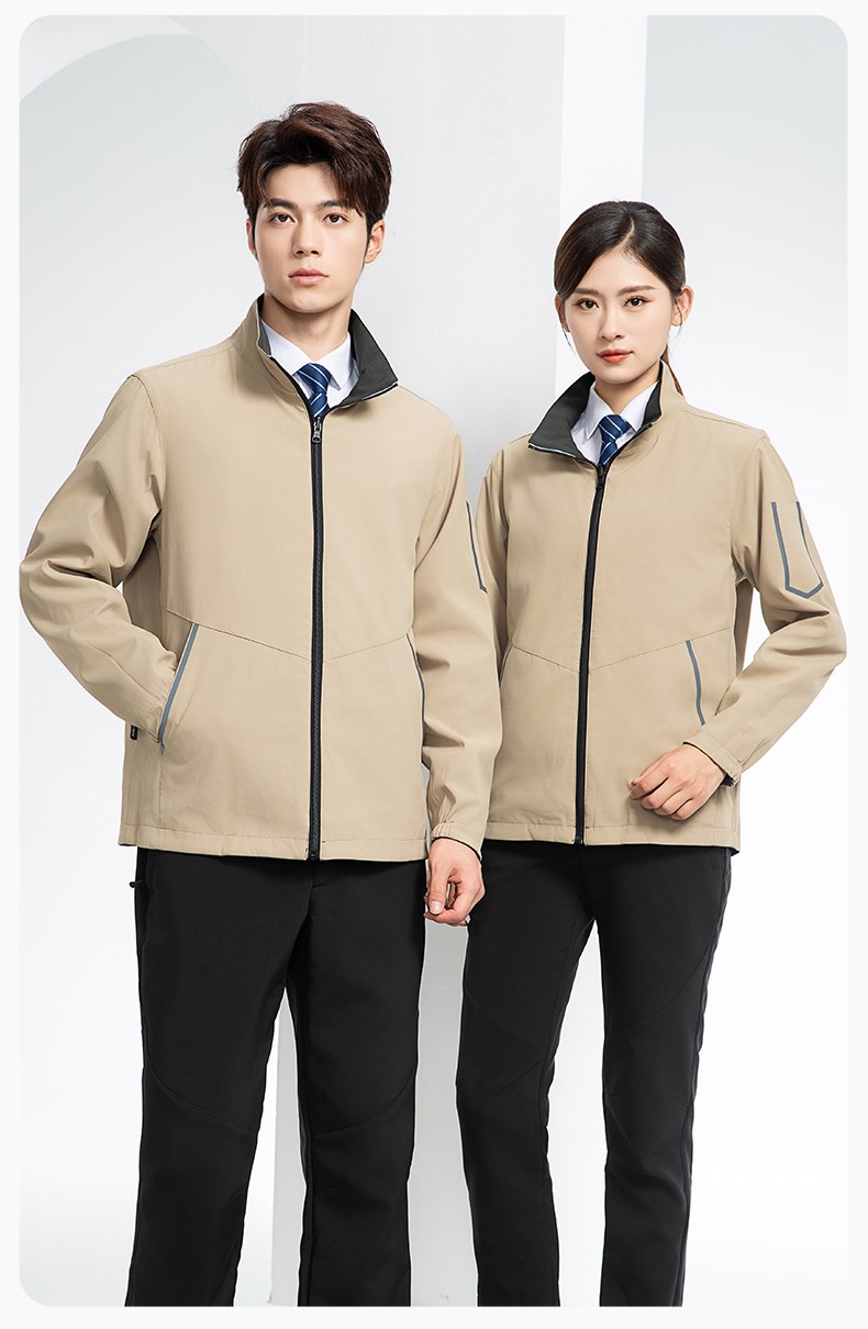 YJ-7001 高端工作服沖鋒衣春秋雙面企業公司行政商務高管員工長袖外套定制(圖13)