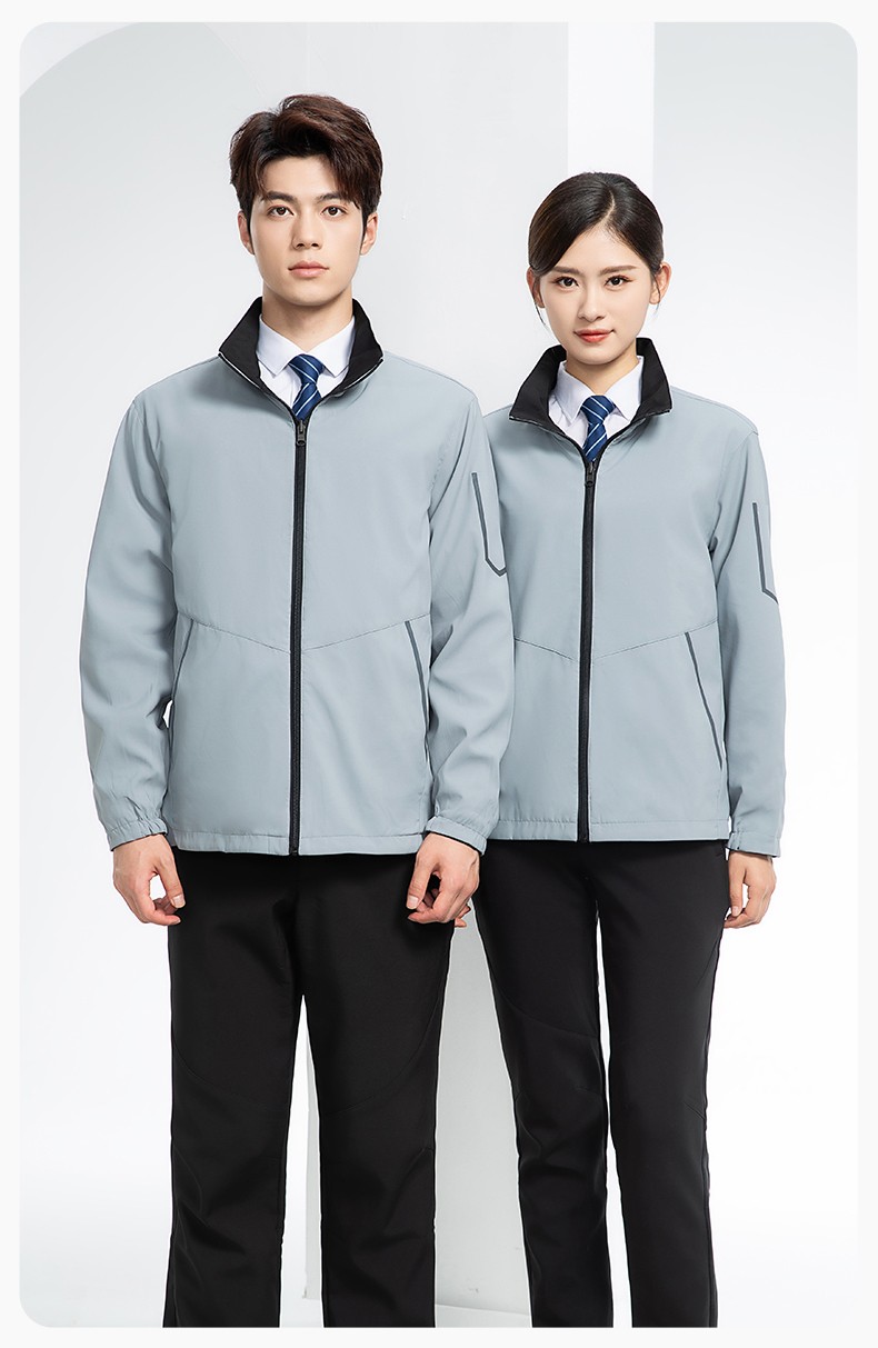 YJ-7001 高端工作服沖鋒衣春秋雙面企業公司行政商務高管員工長袖外套定制(圖19)
