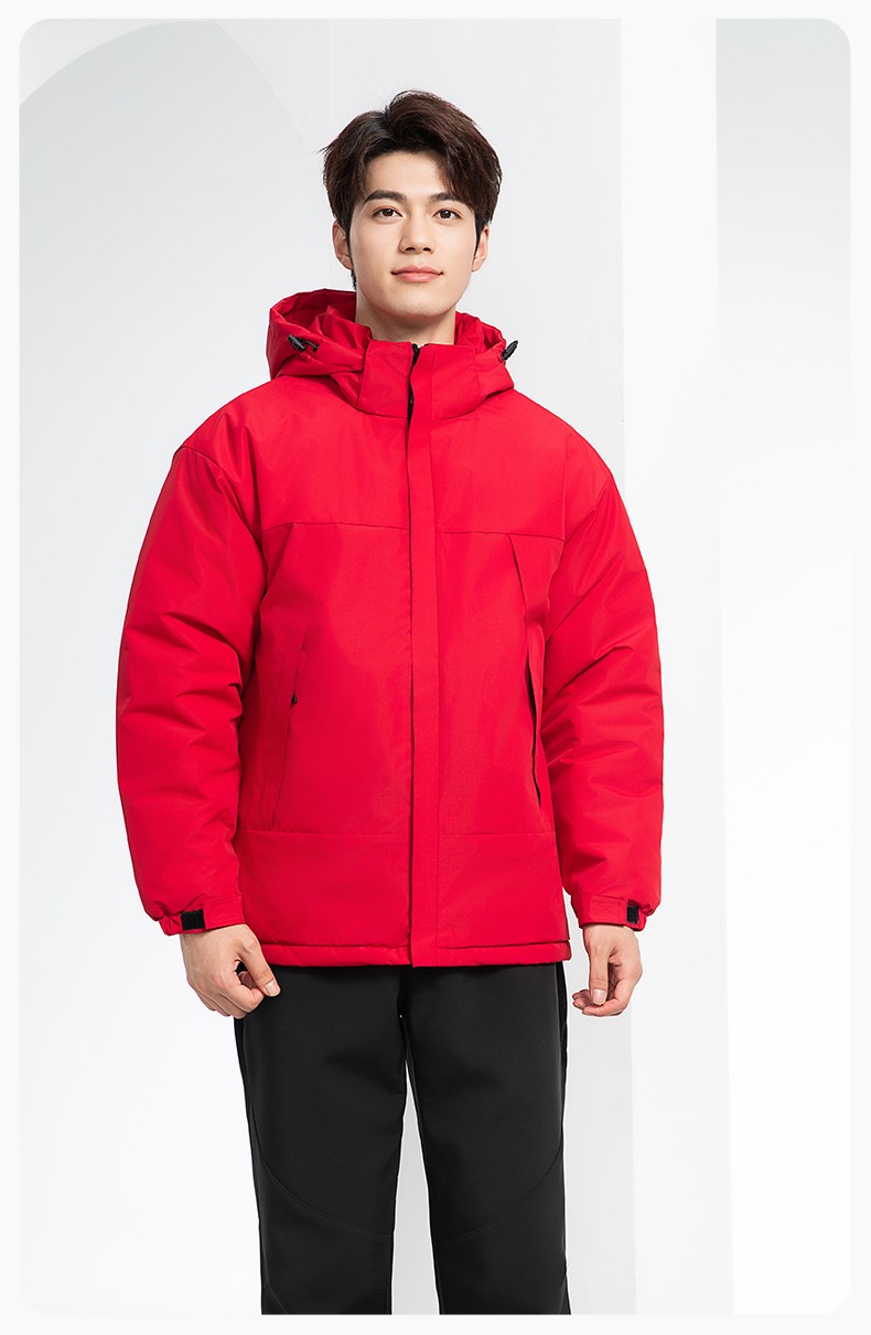 YJ-1915 冬季一體式?jīng)_鋒衣男女純色加絨防寒外套印LOGO公司團(tuán)體服外套定制(圖14)