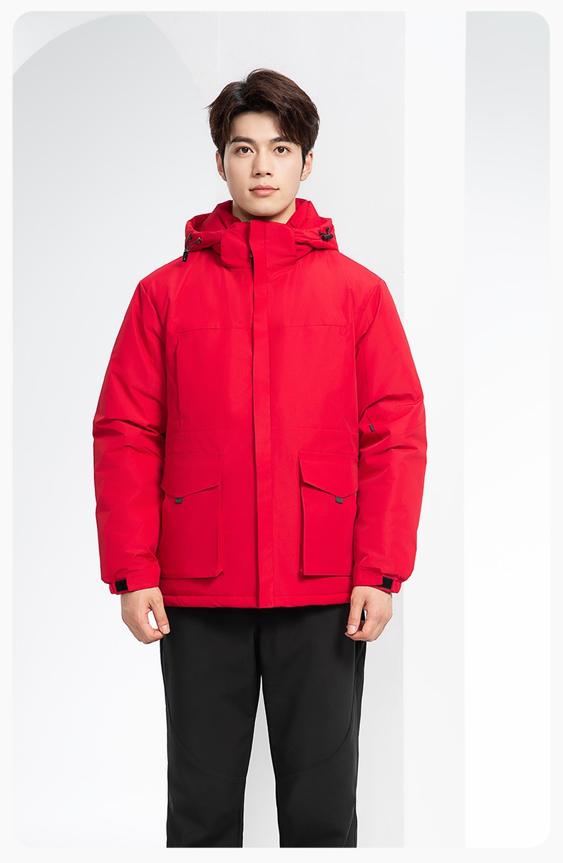 YJ-1916 冬季一體式純色沖鋒衣印LOGO男女兜蓋加厚保暖外套企業團體服外套(圖15)