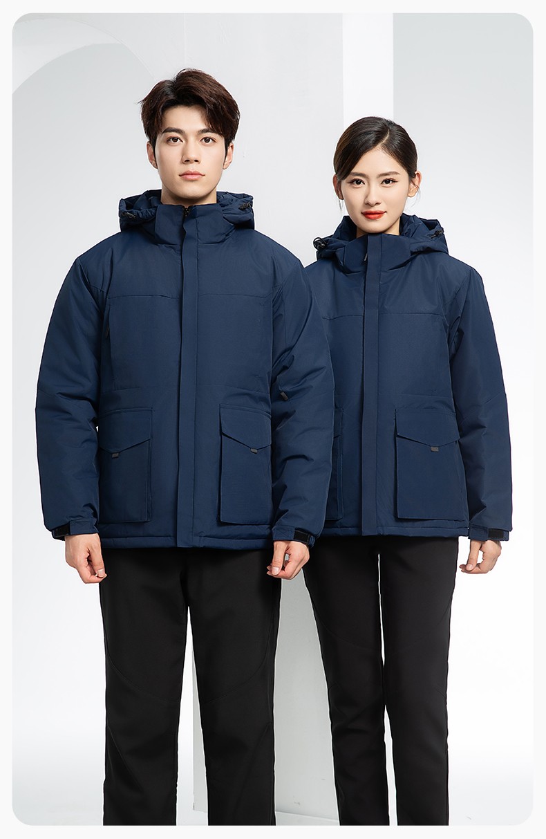YJ-1916 冬季一體式純色沖鋒衣印LOGO男女兜蓋加厚保暖外套企業團體服外套(圖17)