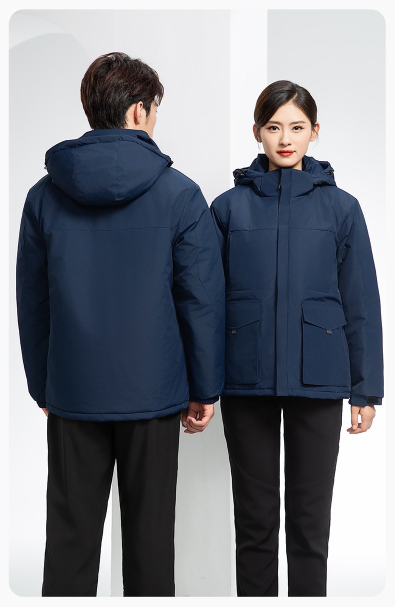 YJ-1916 冬季一體式純色沖鋒衣印LOGO男女兜蓋加厚保暖外套企業團體服外套(圖18)
