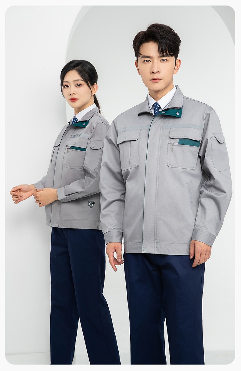 LJ-9902 春秋防靜電勞保工作服套裝男拼色耐磨電焊工加油站干活可定制工裝勞保服(圖13)