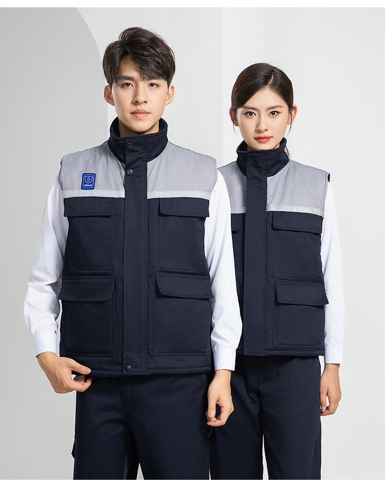 LW-9929 加厚冬季防靜電工作服男棉馬甲勞保服船廠加油站防寒棉背心定制(圖21)