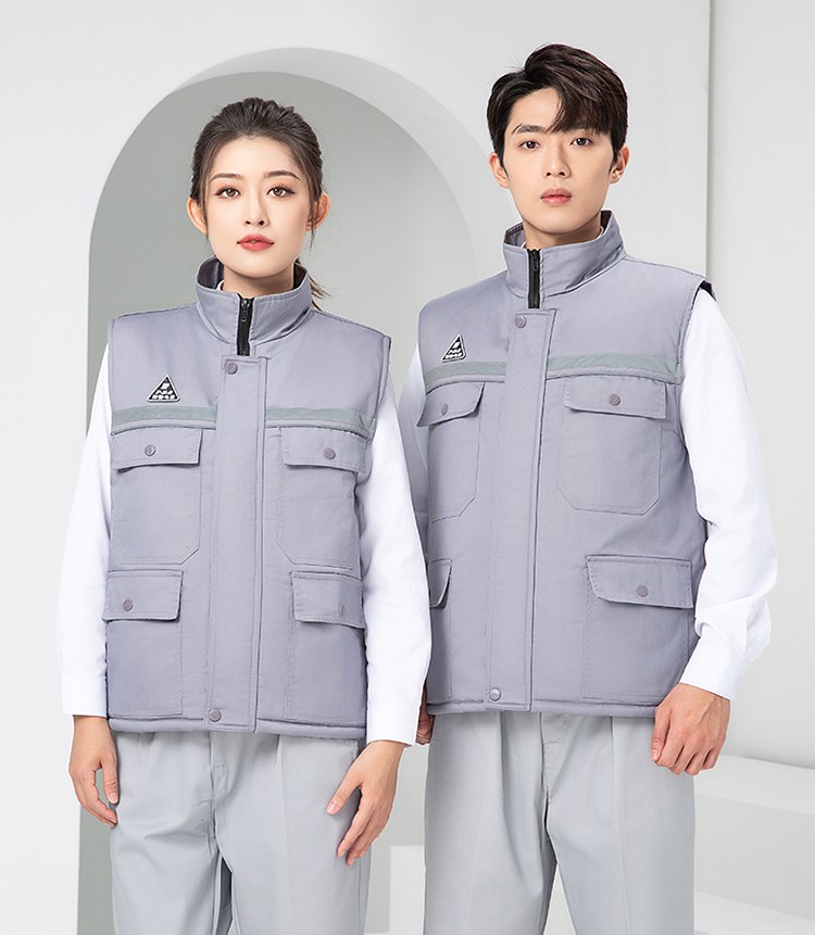 LW-9903 防靜電冬季棉馬甲工作服印繡字男工裝棉馬夾船廠汽修加厚坎肩定制(圖23)