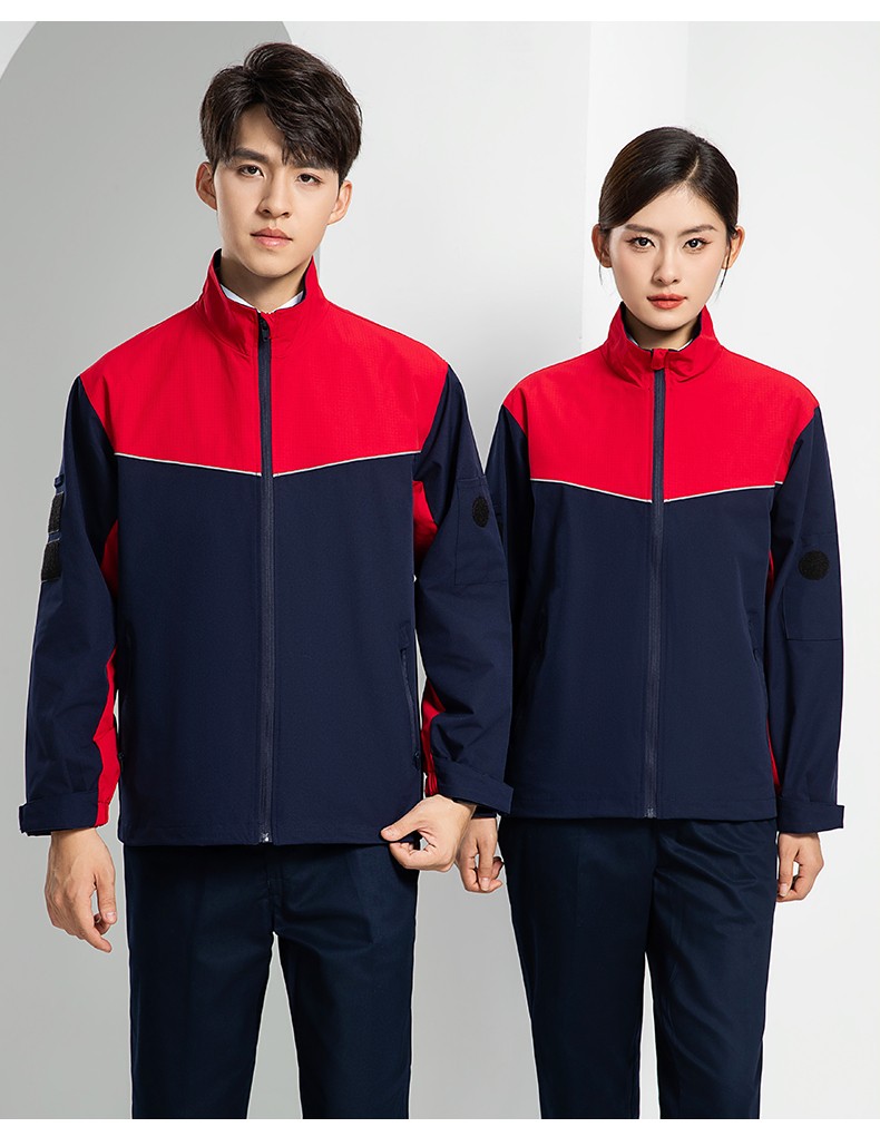 LW-8093 雙層防靜電套裝定制男拉鏈款拼色中石化加油站工廠工裝勞保服印字(圖24)