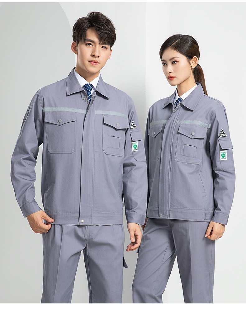 LW-8107 純棉長袖防靜電工作服套裝男女電工服反光化工廠勞保服燃氣站工裝(圖21)