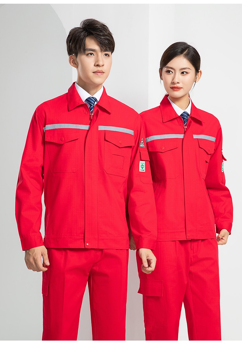 LW-8107 純棉長袖防靜電工作服套裝男女電工服反光化工廠勞保服燃氣站工裝(圖24)