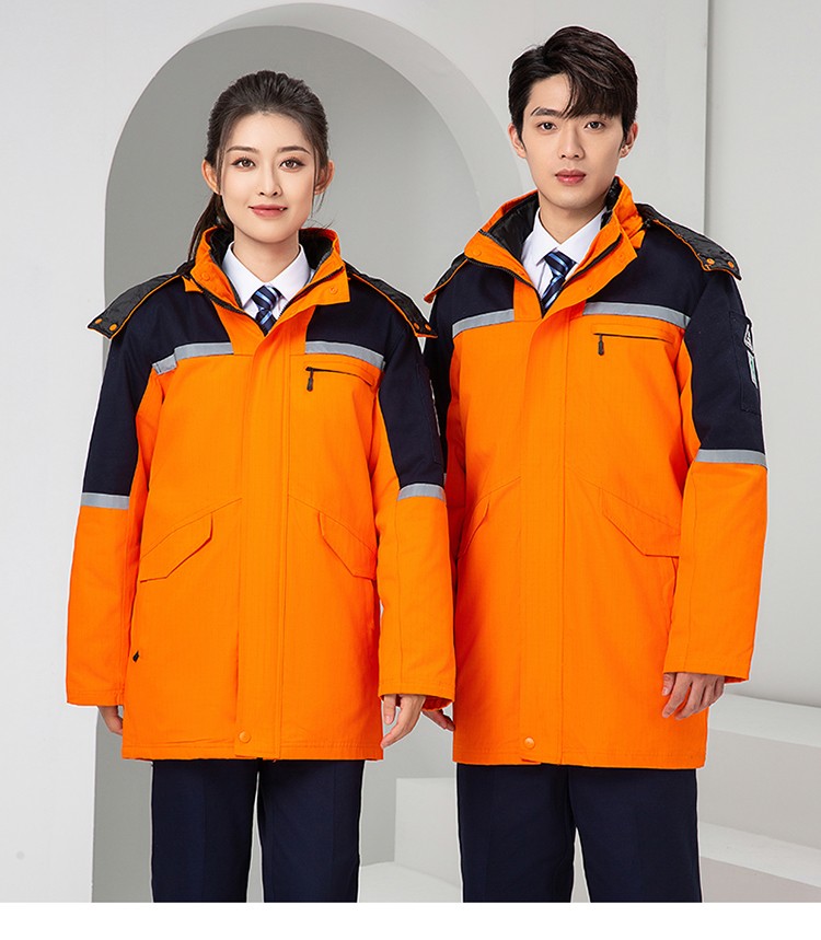 LW-8818 純棉防靜電工作服棉衣定制冷庫加油站冬季中長款防寒服勞保服外套(圖25)