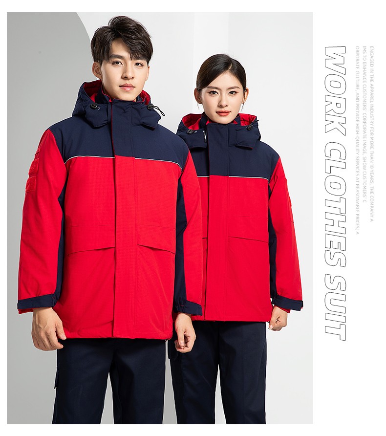 LW-8893 防靜電冬季中長工作服棉服定制男工服工裝加油站電工勞保服上衣(圖18)