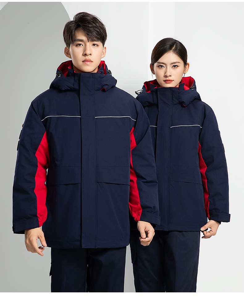 LW-8893 防靜電冬季中長工作服棉服定制男工服工裝加油站電工勞保服上衣(圖25)