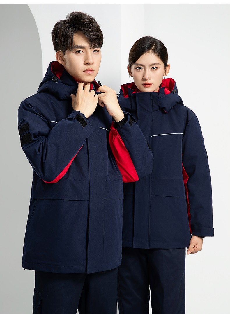 LW-8893 防靜電冬季中長工作服棉服定制男工服工裝加油站電工勞保服上衣(圖26)