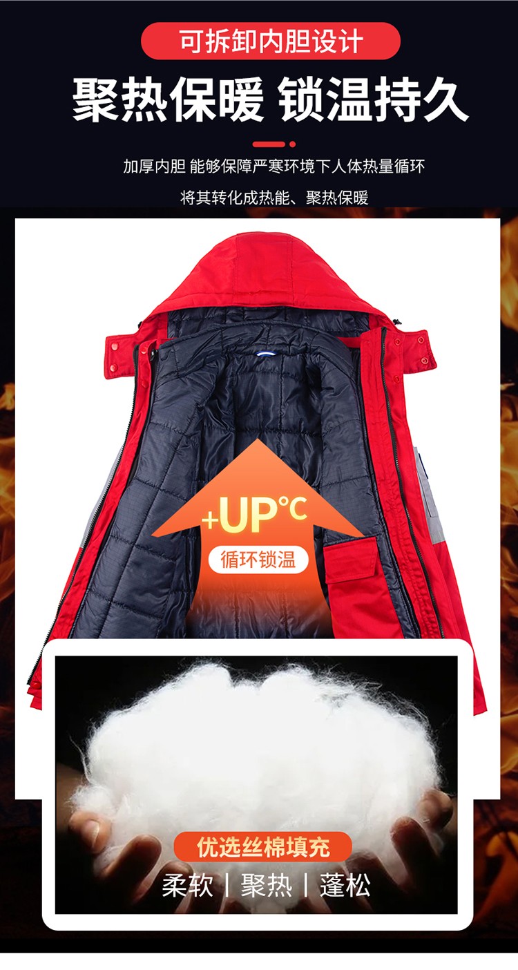 LW-8829 防靜電棉服工作服定制勞保服中長(zhǎng)款化工廠車間油氣站工人防寒工裝(圖7)