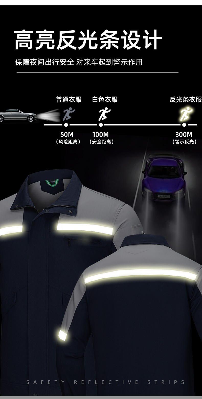 YJ-8007 防靜電工作服男純棉拼色套裝春秋汽車機修服車間工廠勞保服定制(圖9)