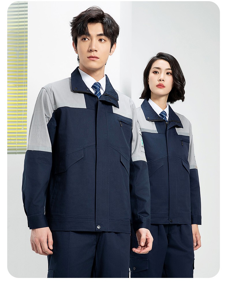 YJ-8007 防靜電工作服男純棉拼色套裝春秋汽車機修服車間工廠勞保服定制(圖18)