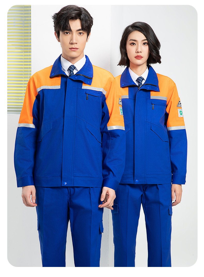 YJ-8007 防靜電工作服男純棉拼色套裝春秋汽車機修服車間工廠勞保服定制(圖25)