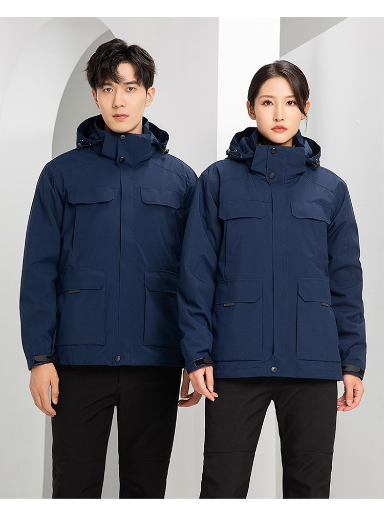 YJ-9809 秋冬季戶外三合一沖鋒衣工作服工作服可拆卸防水防風印字logo工作(圖20)