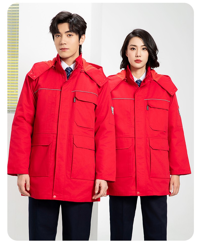 YJ-8824 冬季防靜電棉服男可拆卸純色加厚防寒保暖外套車(chē)間工廠(chǎng)團(tuán)體服定制(圖22)
