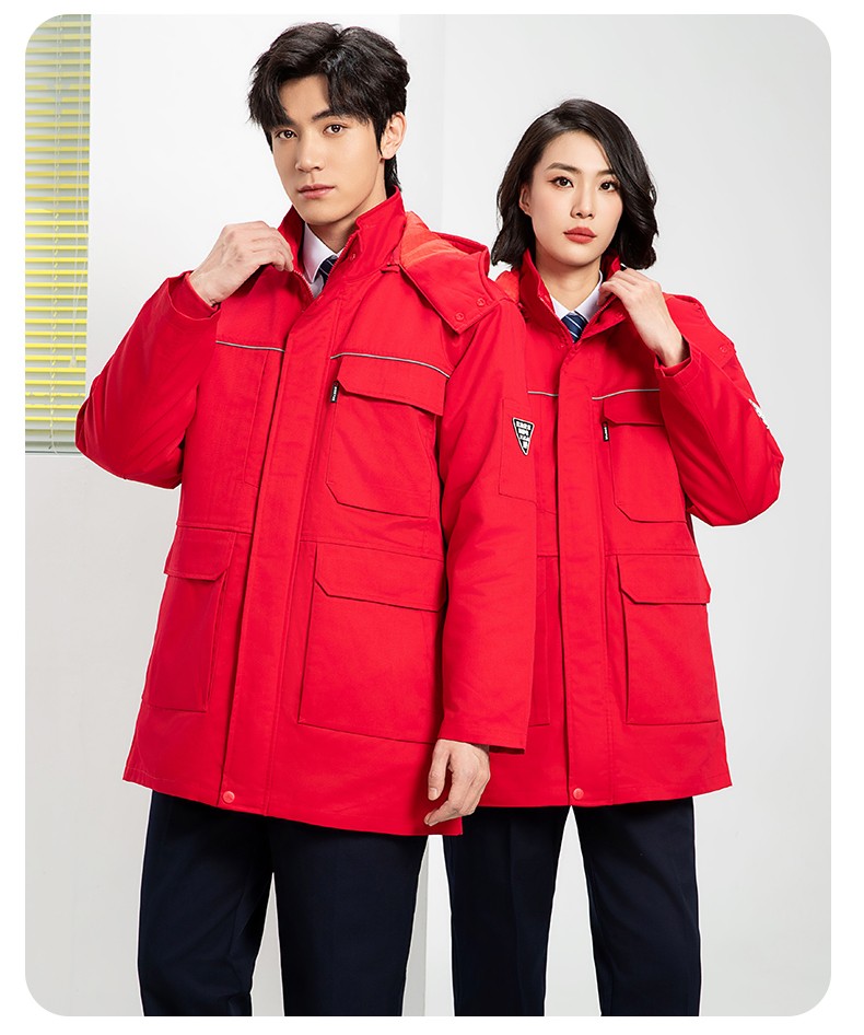 YJ-8824 冬季防靜電棉服男可拆卸純色加厚防寒保暖外套車(chē)間工廠(chǎng)團(tuán)體服定制(圖23)