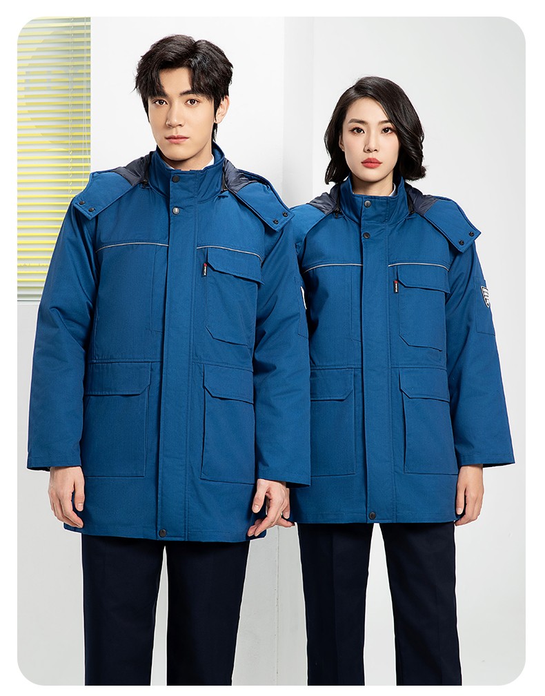 YJ-8824 冬季防靜電棉服男可拆卸純色加厚防寒保暖外套車(chē)間工廠(chǎng)團(tuán)體服定制(圖24)