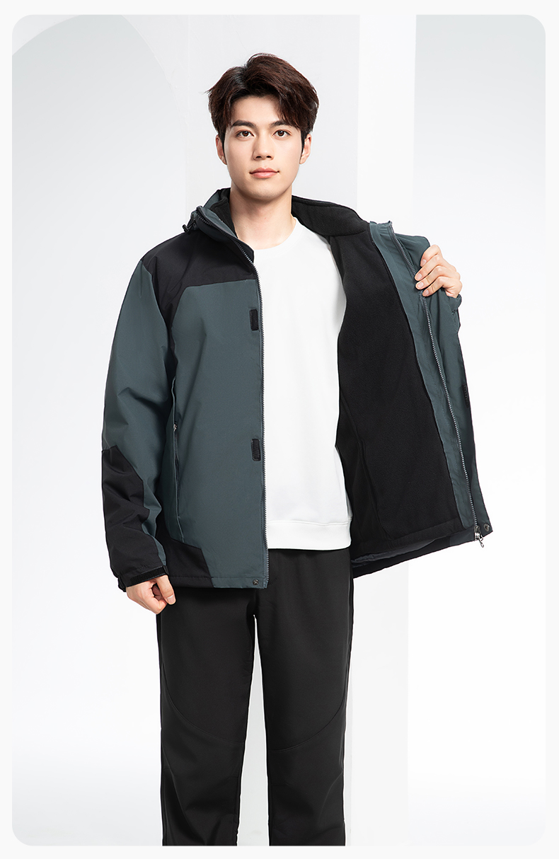 SW-9552 冬季撞色工作服沖鋒衣三合一可拆卸保暖工裝企業學校團體服定制(圖16)