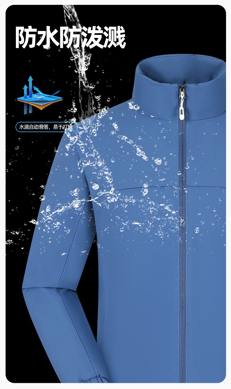 YJ-768 冬季一體式棉沖鋒衣工作服男純色加厚保暖工廠企業裝團體服定制(圖4)