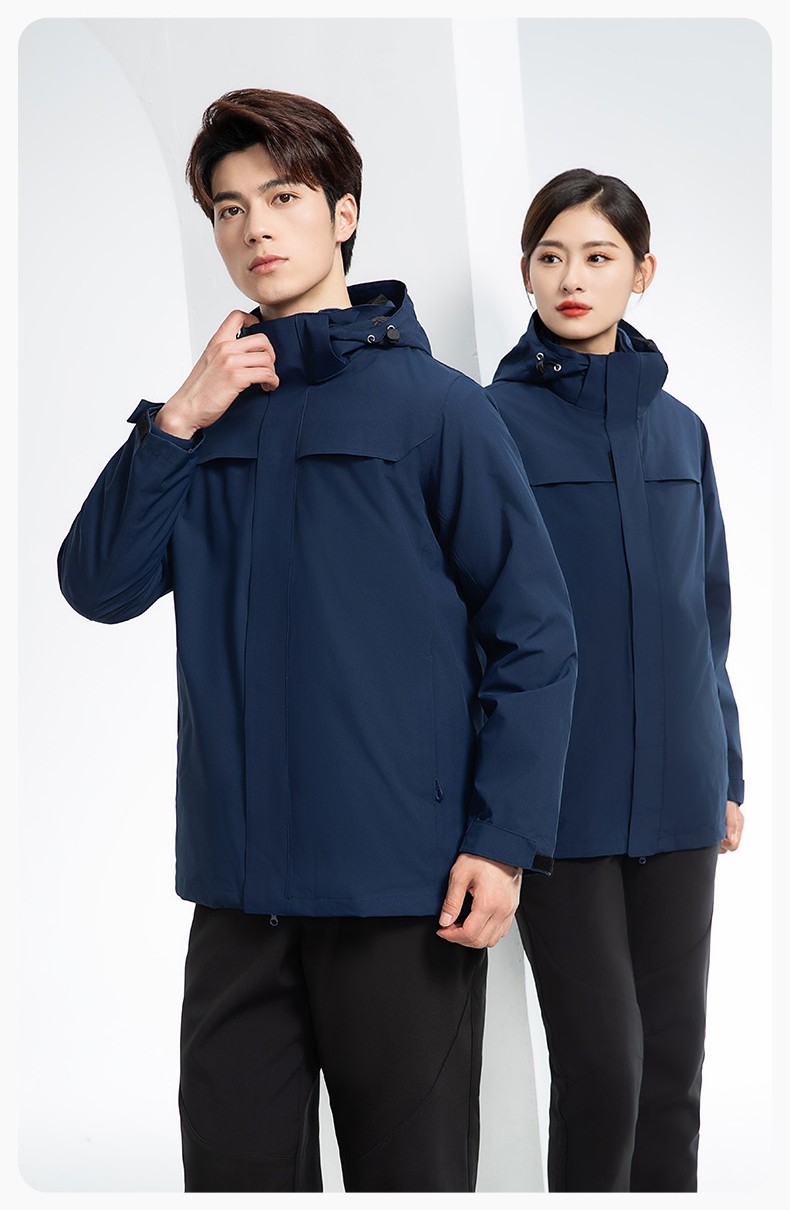 YJ-968 海源三合一沖鋒衣工作服男純色團體企業(yè)工裝加絨保暖外套廠服定制(圖15)