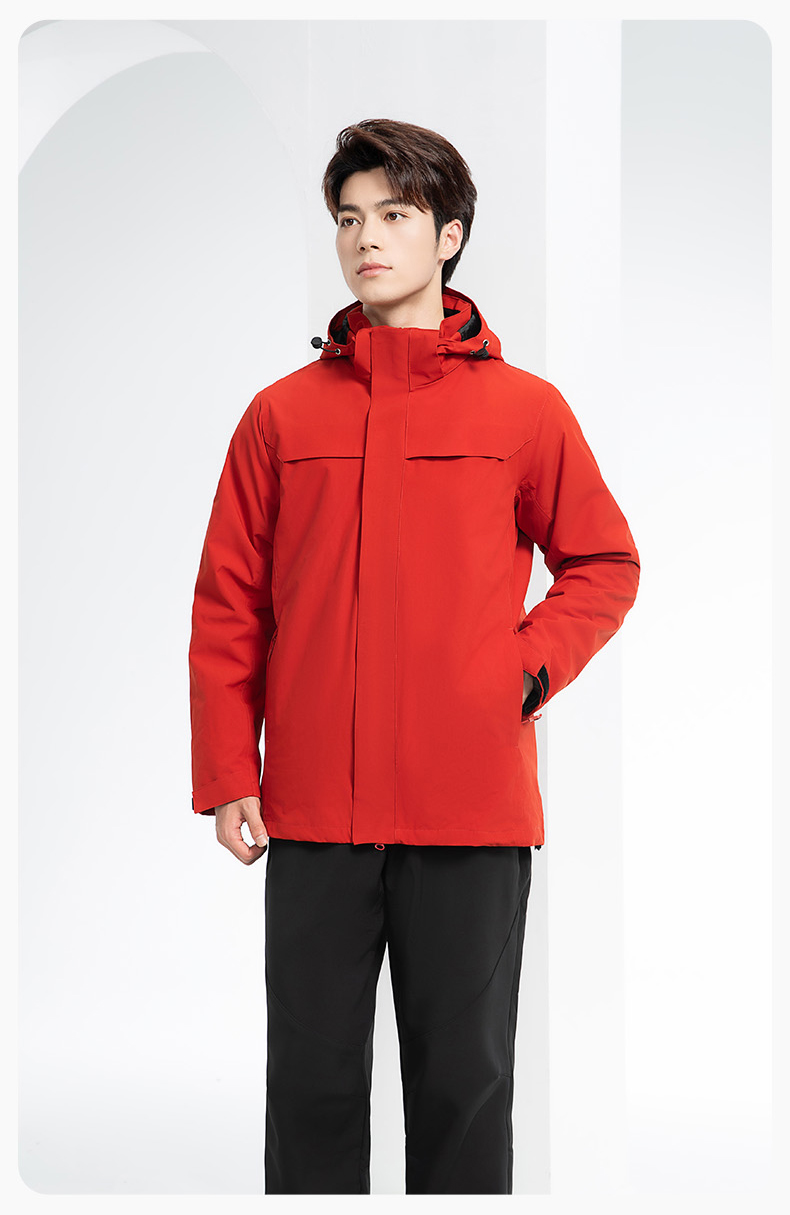 YJ-968 海源三合一沖鋒衣工作服男純色團體企業(yè)工裝加絨保暖外套廠服定制(圖18)