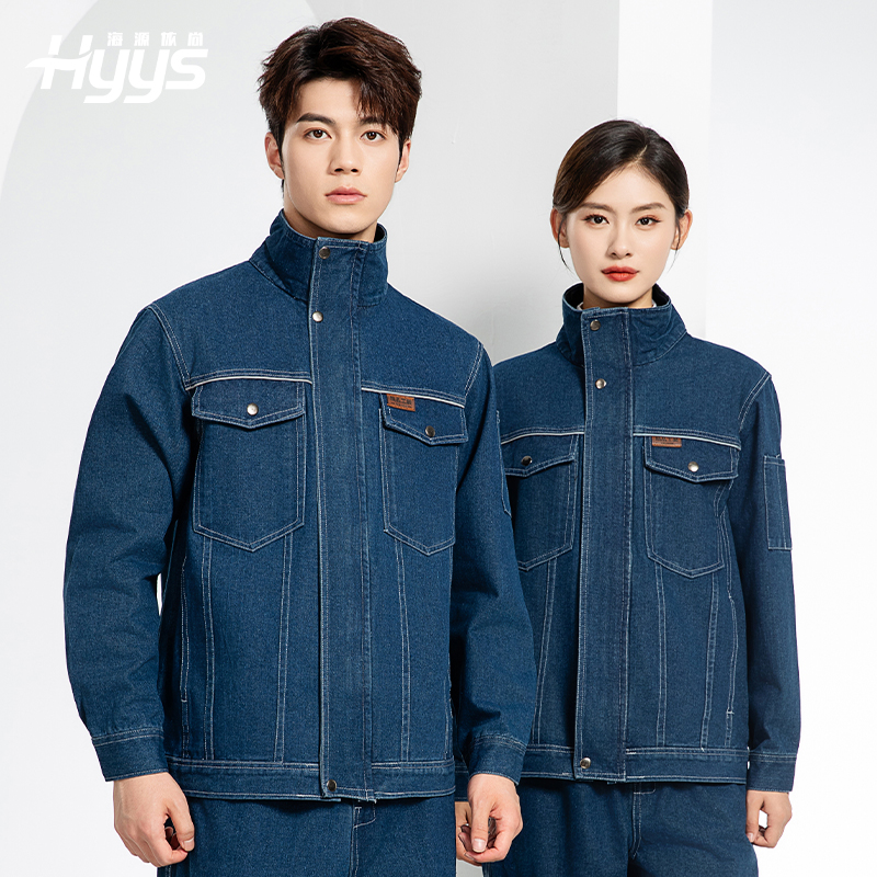 BF-801 春秋牛仔工作服套裝男反光電焊工防燙抗火花汽機修工廠勞保服定制